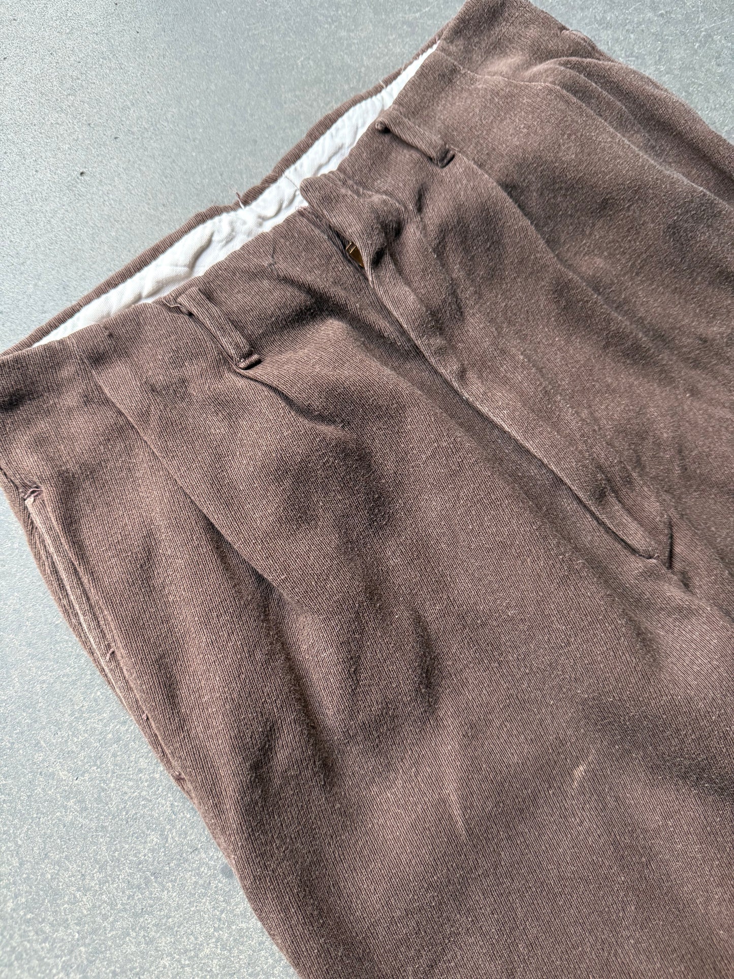 1940s Chocolate Cotton Whipcord Trouser