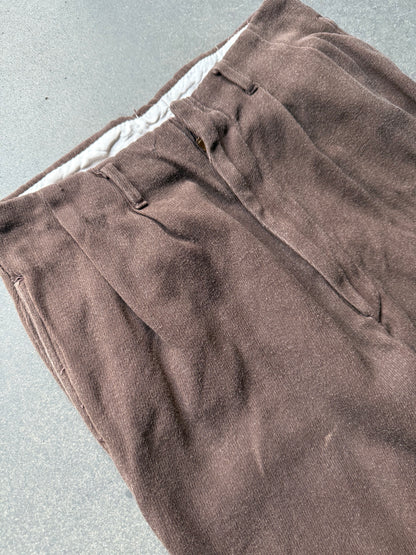 1940s Chocolate Cotton Whipcord Trouser