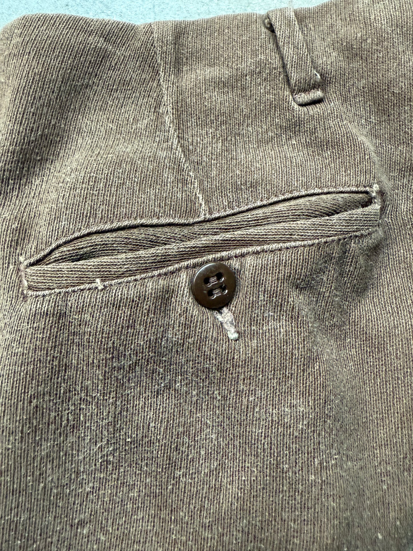1940s Chocolate Cotton Whipcord Trouser