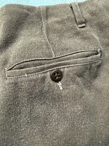 1940s Chocolate Cotton Whipcord Trouser