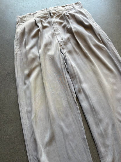 1940s Rayon Gabardine Covered Belt Loop Trouser