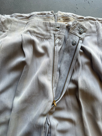 1940s Rayon Gabardine Covered Belt Loop Trouser