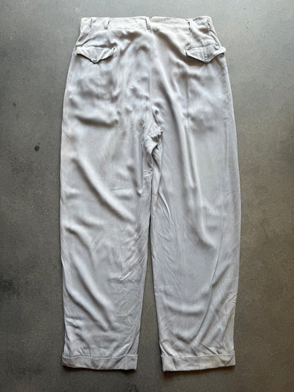 1940s Rayon Gabardine Covered Belt Loop Trouser