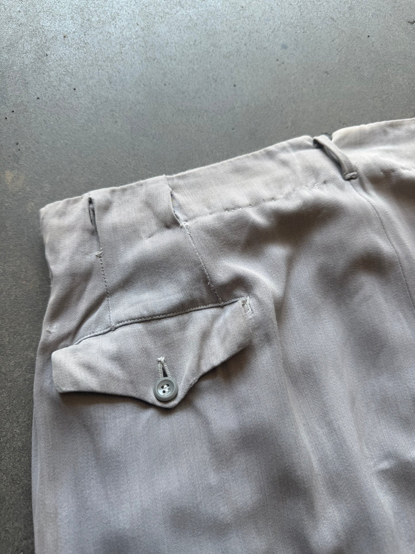 1940s Rayon Gabardine Covered Belt Loop Trouser