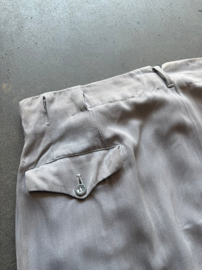 1940s Rayon Gabardine Covered Belt Loop Trouser