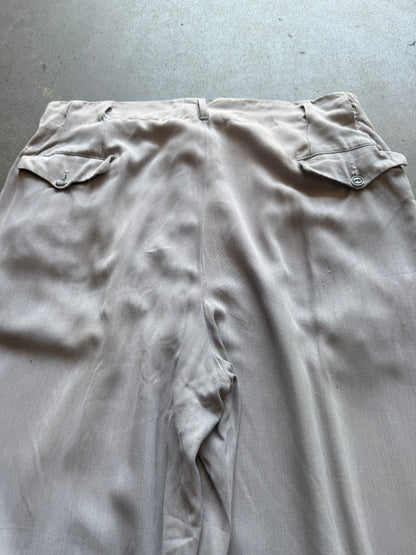 1940s Rayon Gabardine Covered Belt Loop Trouser