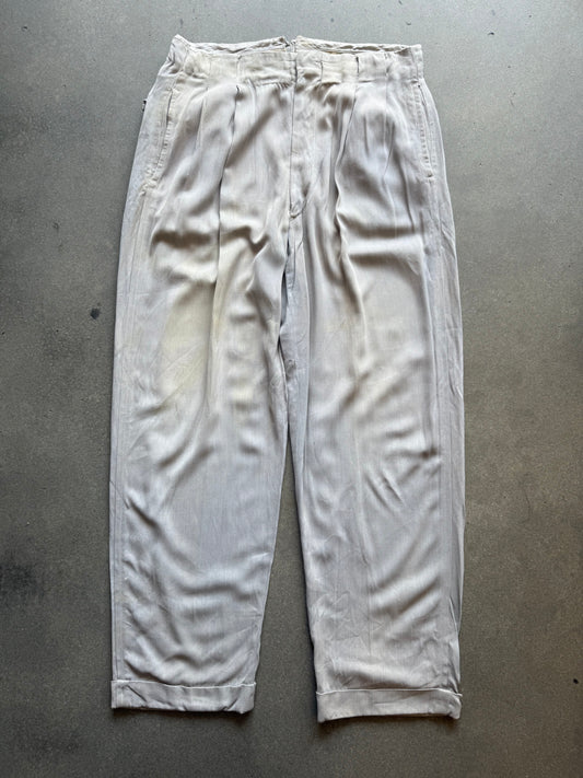 1940s Rayon Gabardine Covered Belt Loop Trouser