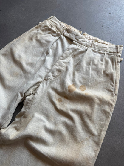 1930s Lap Waistband Cotton Twill Patterned Trousers