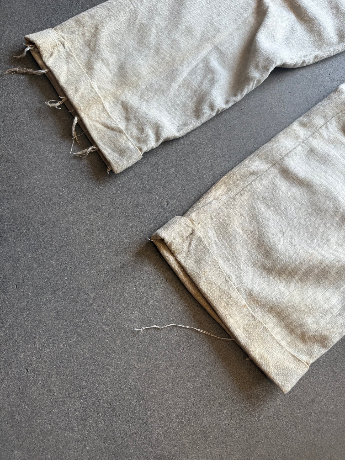 1930s Lap Waistband Cotton Twill Patterned Trousers