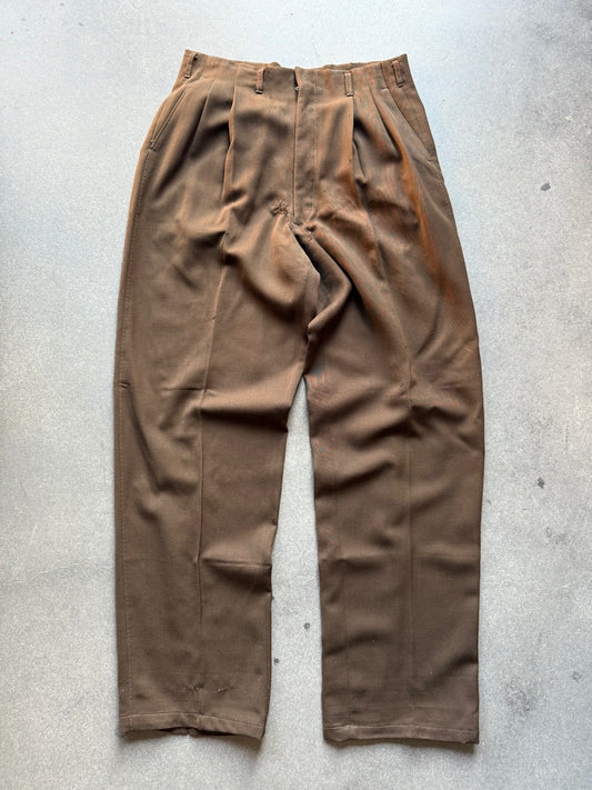 40's Brown Gabardine Pants With Repairs