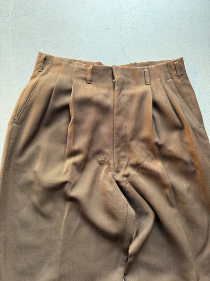 40's Brown Gabardine Pants With Repairs
