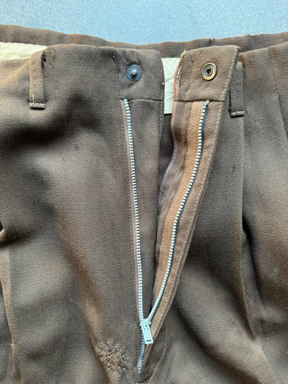 40's Brown Gabardine Pants With Repairs